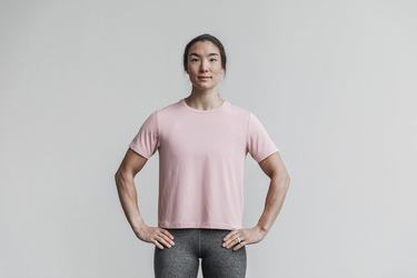 Nobull Lightweight Boxy Women's T Shirts Rose | Australia (PX4283)